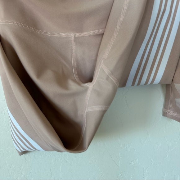 Blush Pink Floral Striped High Waisted Athletic Cycling Leggings Extra Small - Picture 5 of 12